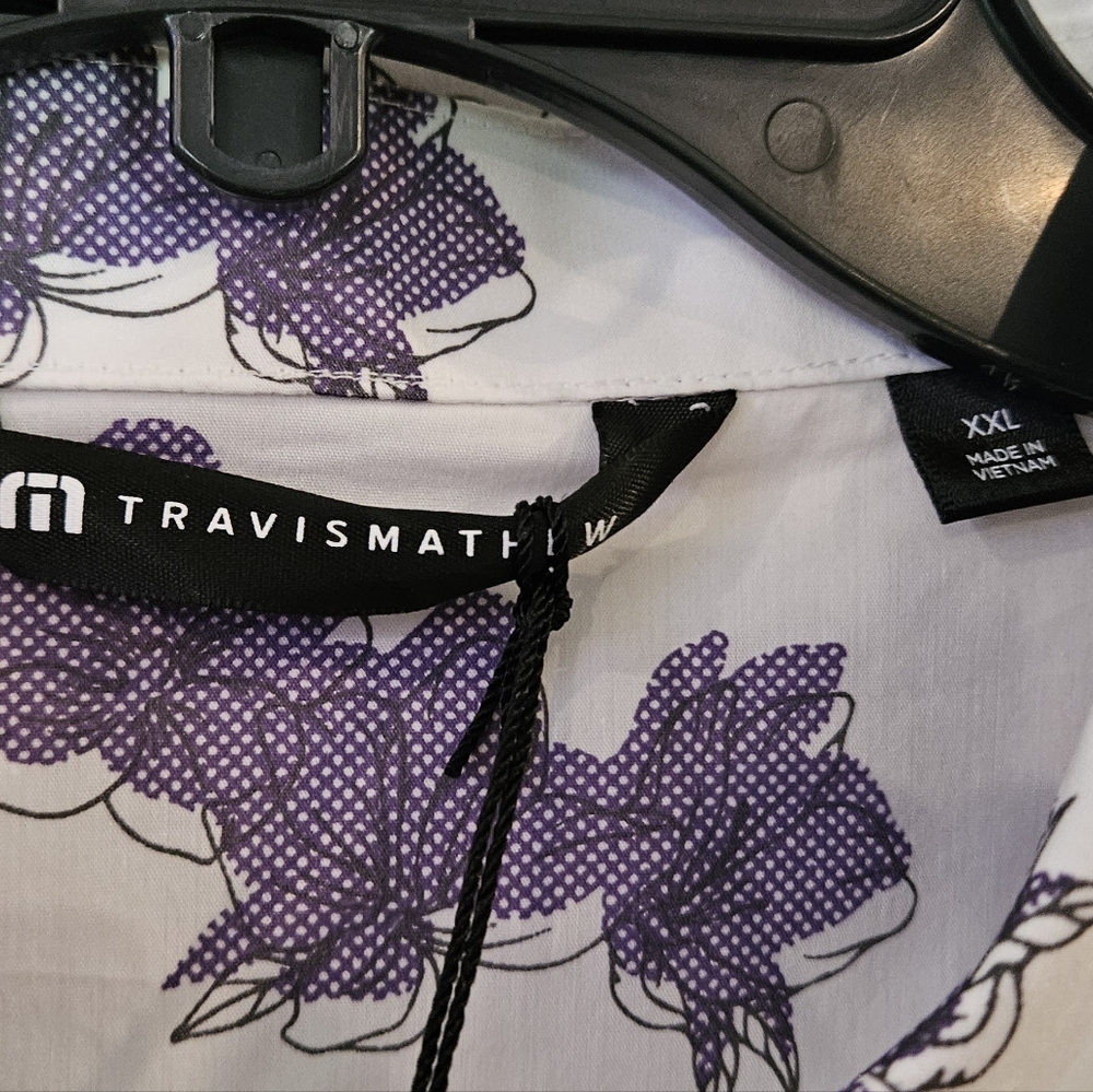 NWT Travis Mathew Hit The Books Floral Short Sleeve Stretch Button Up: Size- XXL - Picture 5 of 9